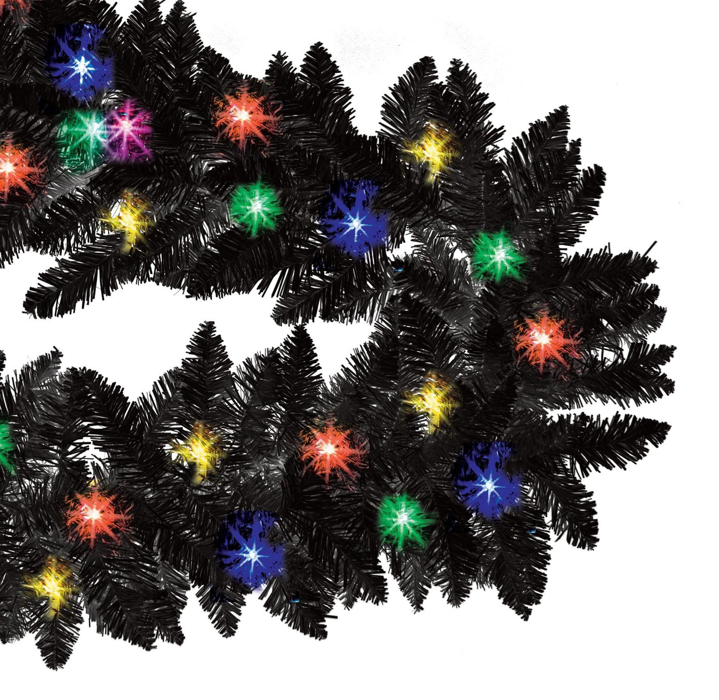 Pre-Lit Imperial Pine Black Garland, Multicolor LEDs 200cm