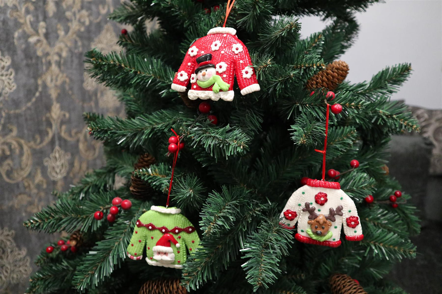 Christmas Hanging Decorations 3Pcs Ceramic