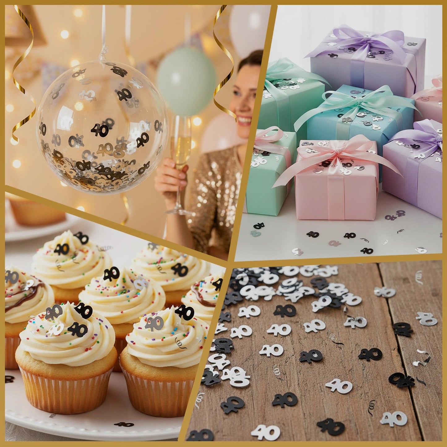 40th Confetti Black & Silver 14G - 2PK