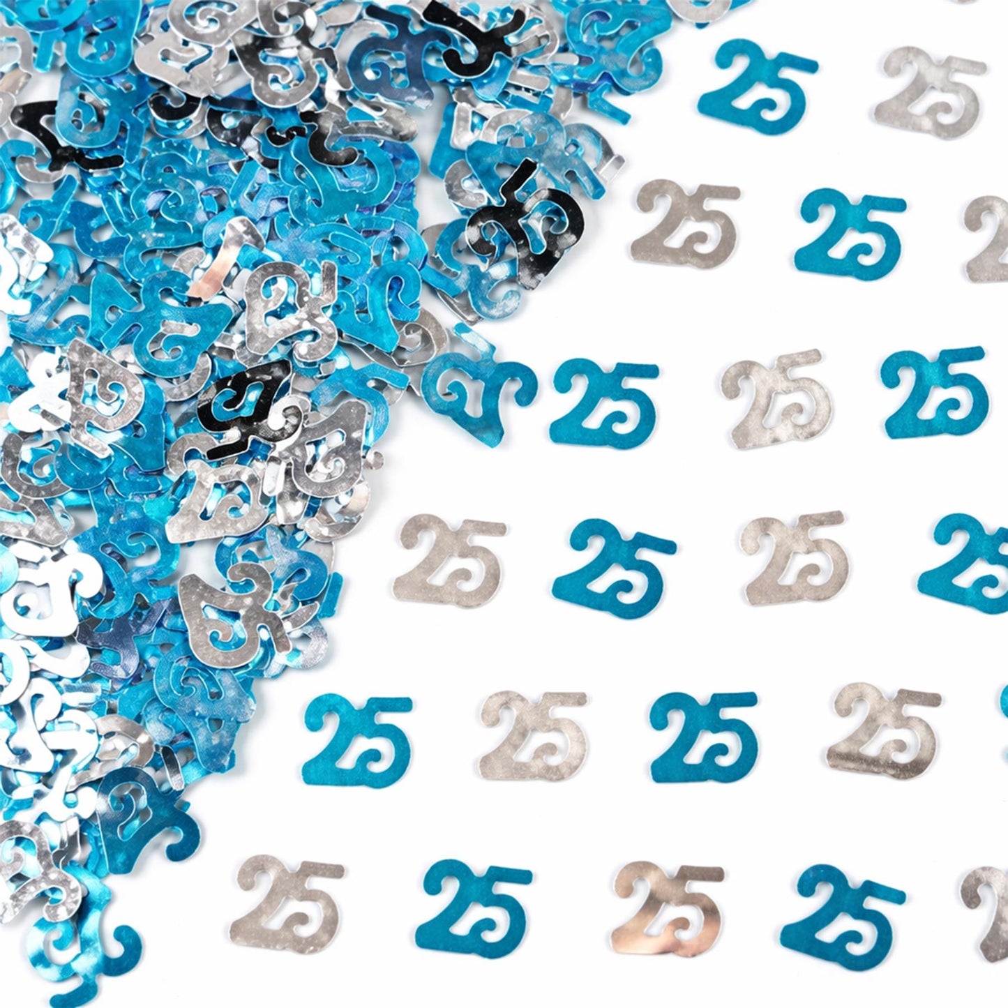 4 Packs of 14g Blue & Silver 25th Confetti