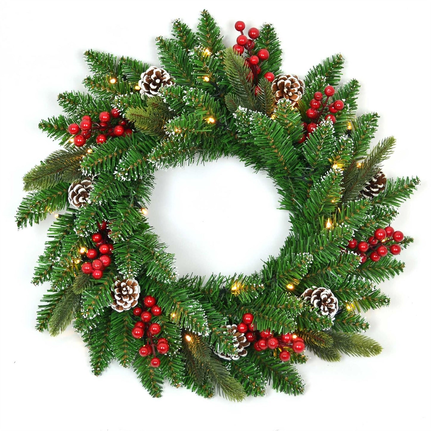 55cm Pre-Lit Decorated Christmas Wreath