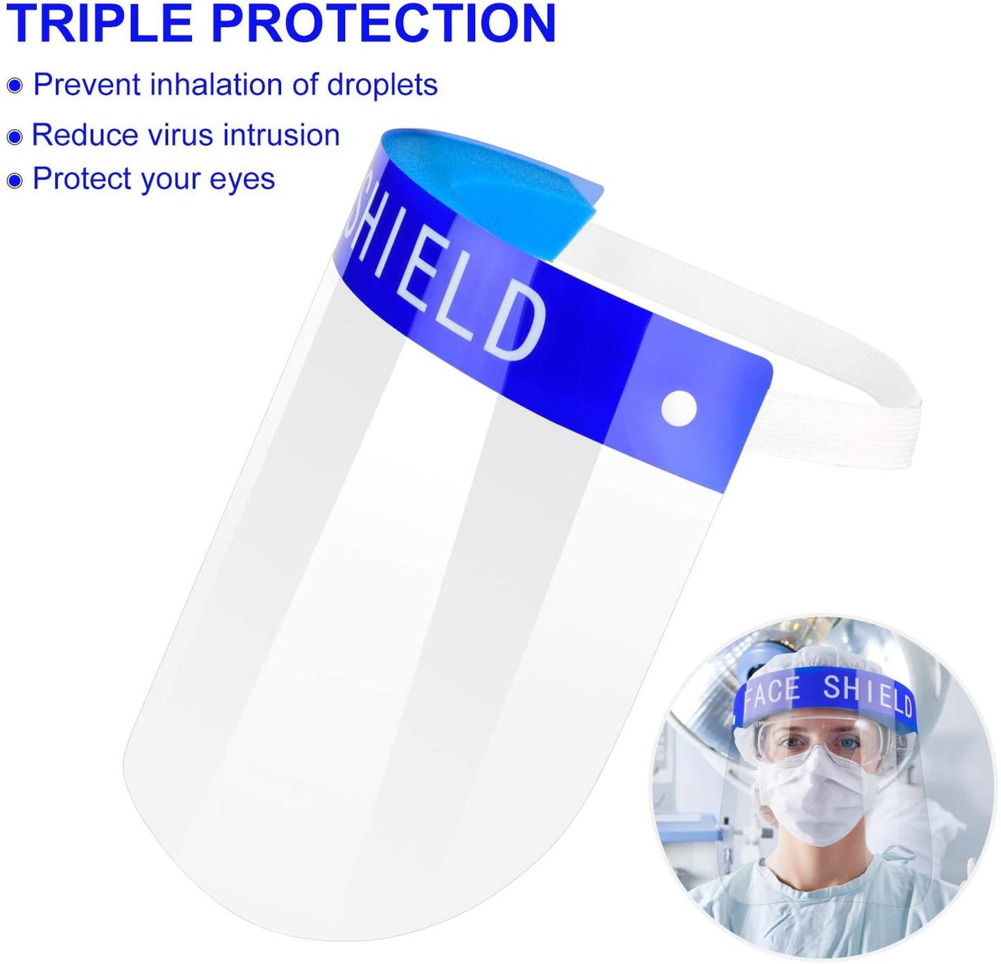 8 Reusable Safety Face Visors - Medical Protective Face Shields