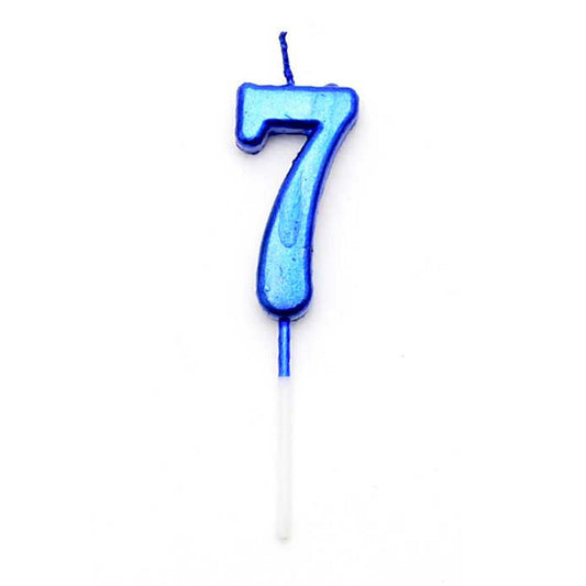 Blue 7 Number Candle