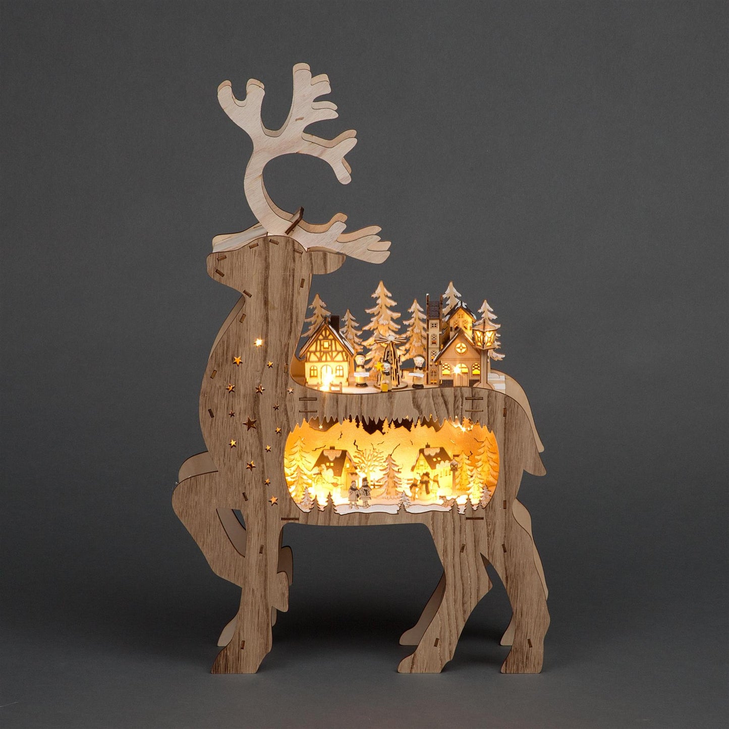 Laser Cut Reindeer LED Wooden Decoration