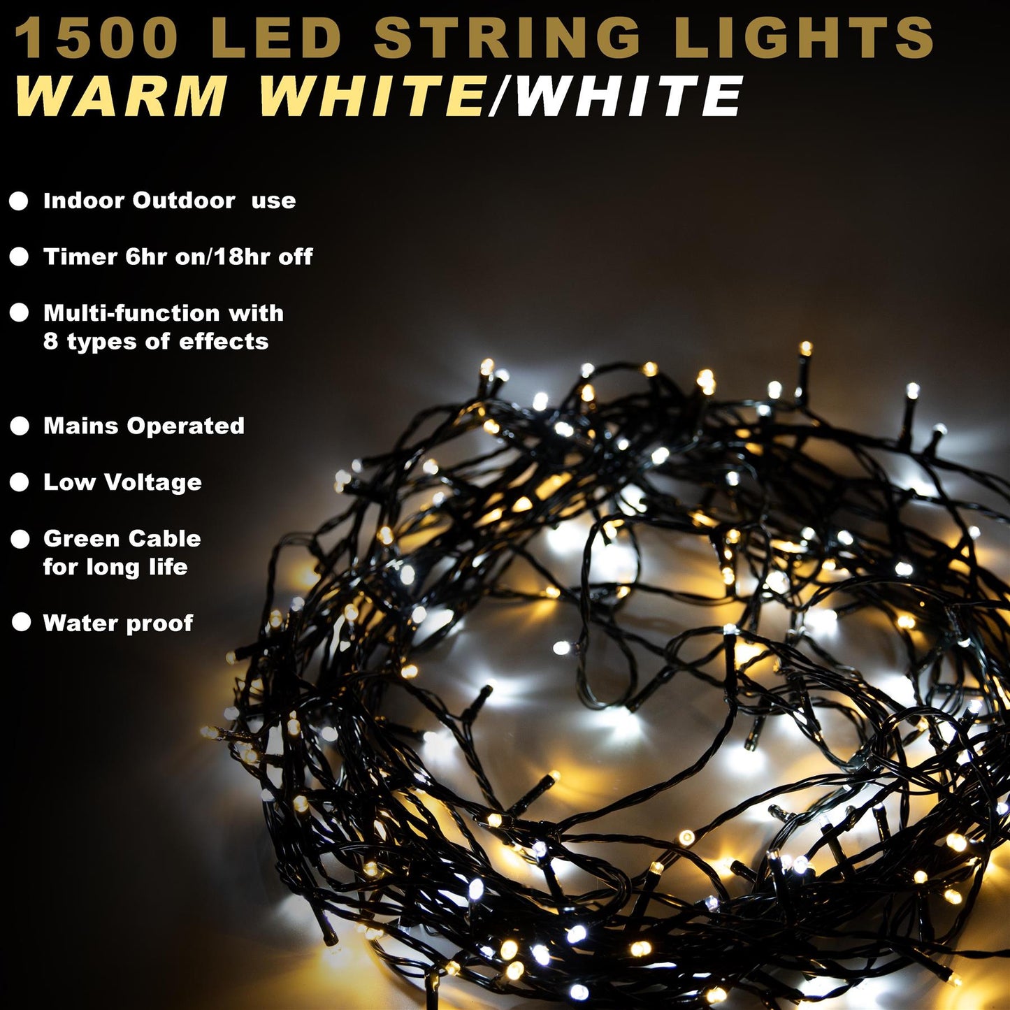 50m 1500W+WW LED Multi-Function String Lights