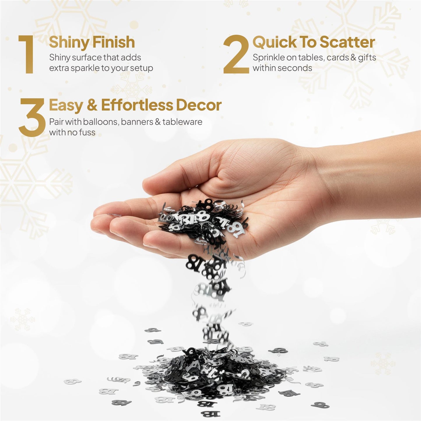 1 Pk 18th Confetti Black & Silver 14g