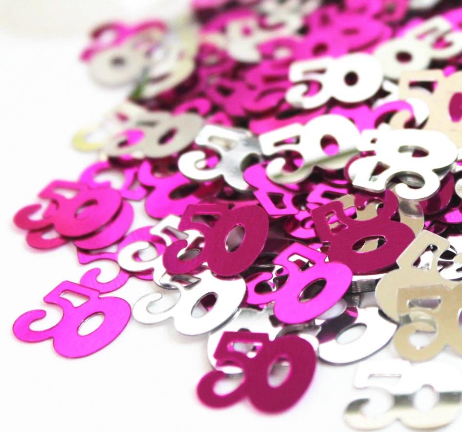 50th Confetti Pink & Silver 14G 1PK