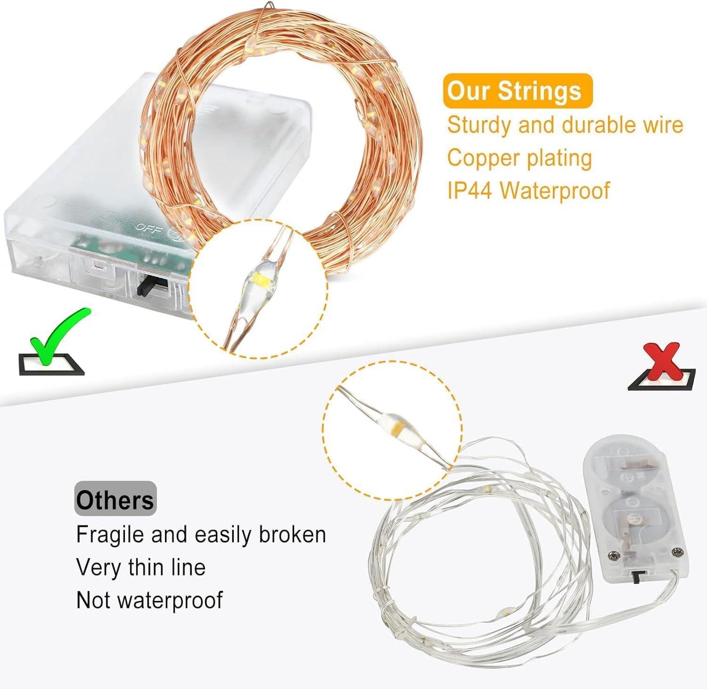 2 x 100 Warm White LED Fairy Lights (10m)