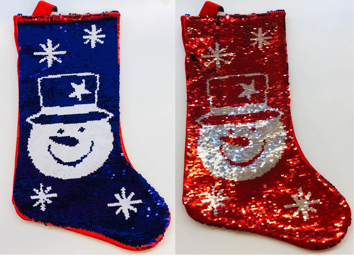 2-in-1 Sequin Christmas Santa Sack & Stocking Bag - 45cm