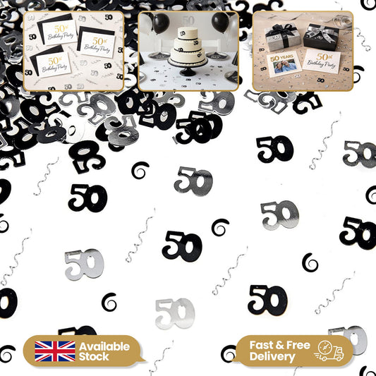 2x 14g 50th Black Happy Birthday Confetti