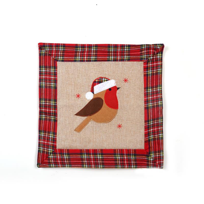 Christmas Pillow Cover with Robin 40x40cm