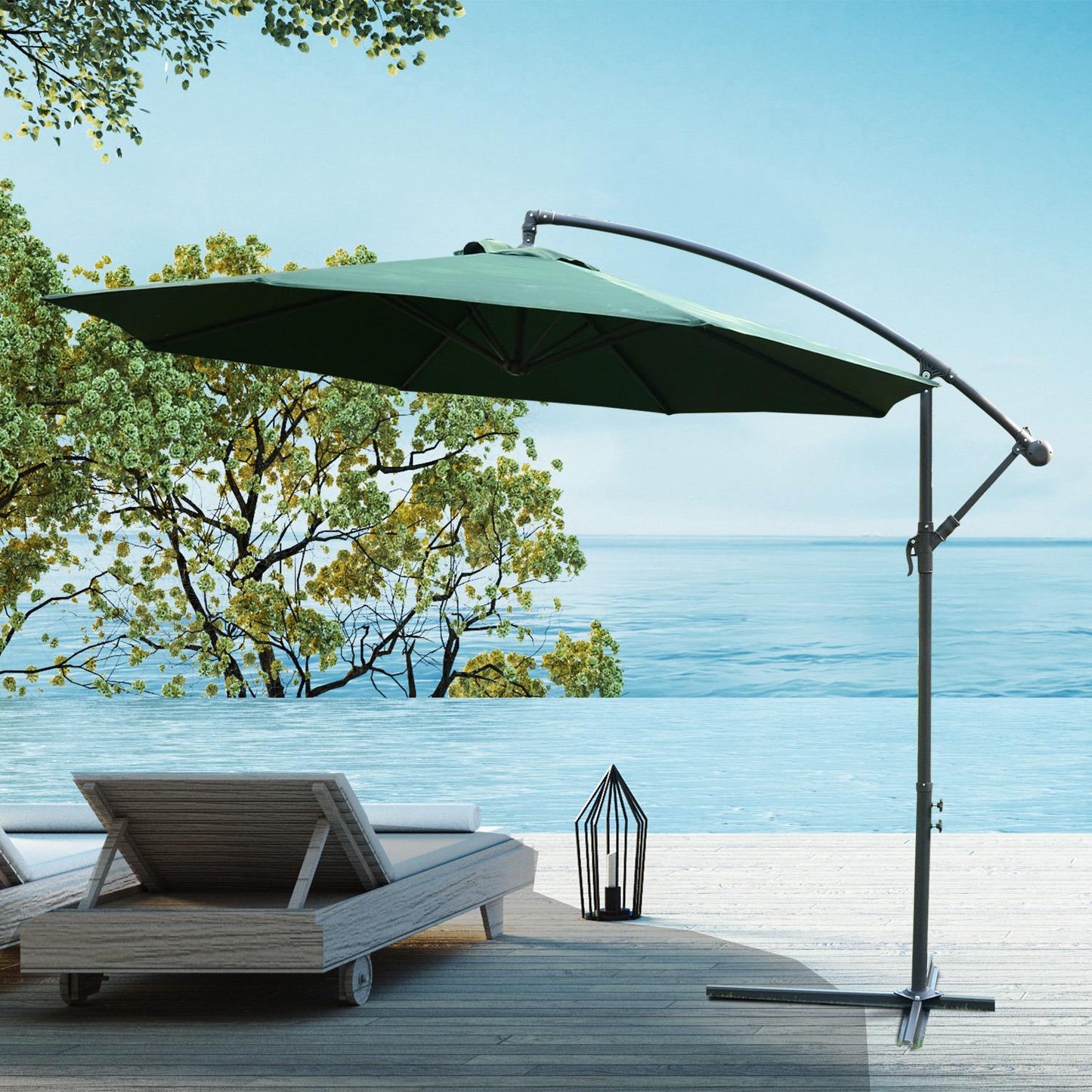 Green Parasol Round Umbrella - 195x30x14.5 cm