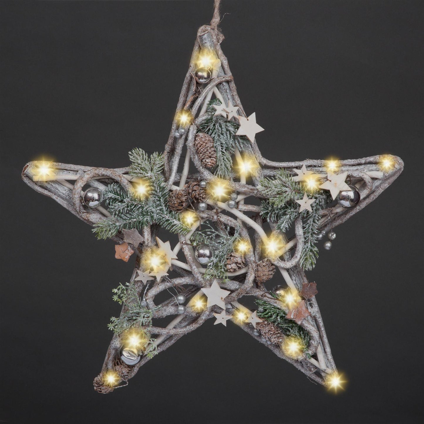 45cm Wooden Star with 20 LEDs