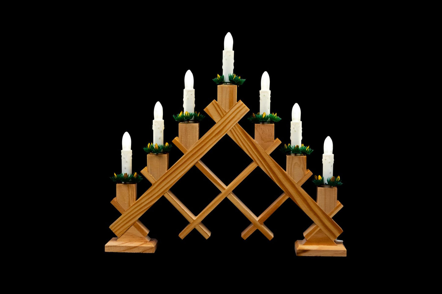 Wooden Candle Bridge Light - 7 Bulb