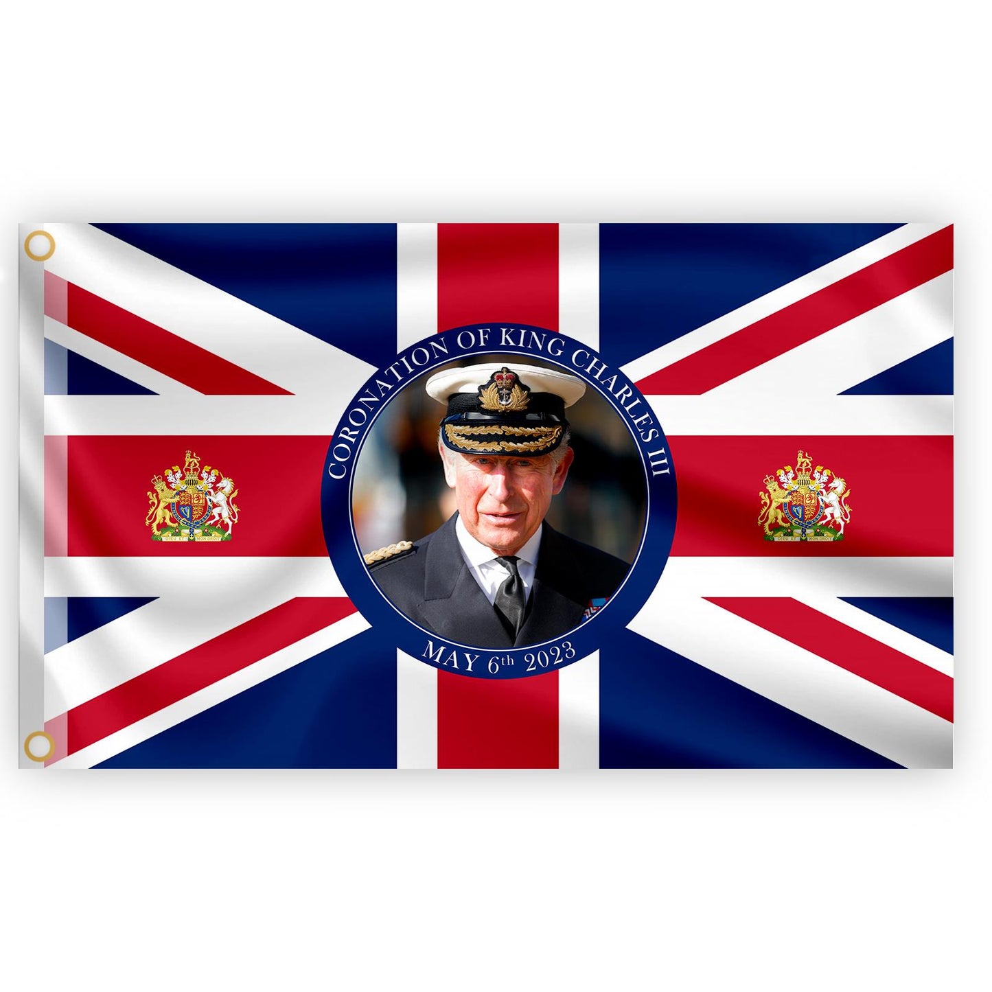 King Charles Image 5ft x 3ft Flag - With Eyelets