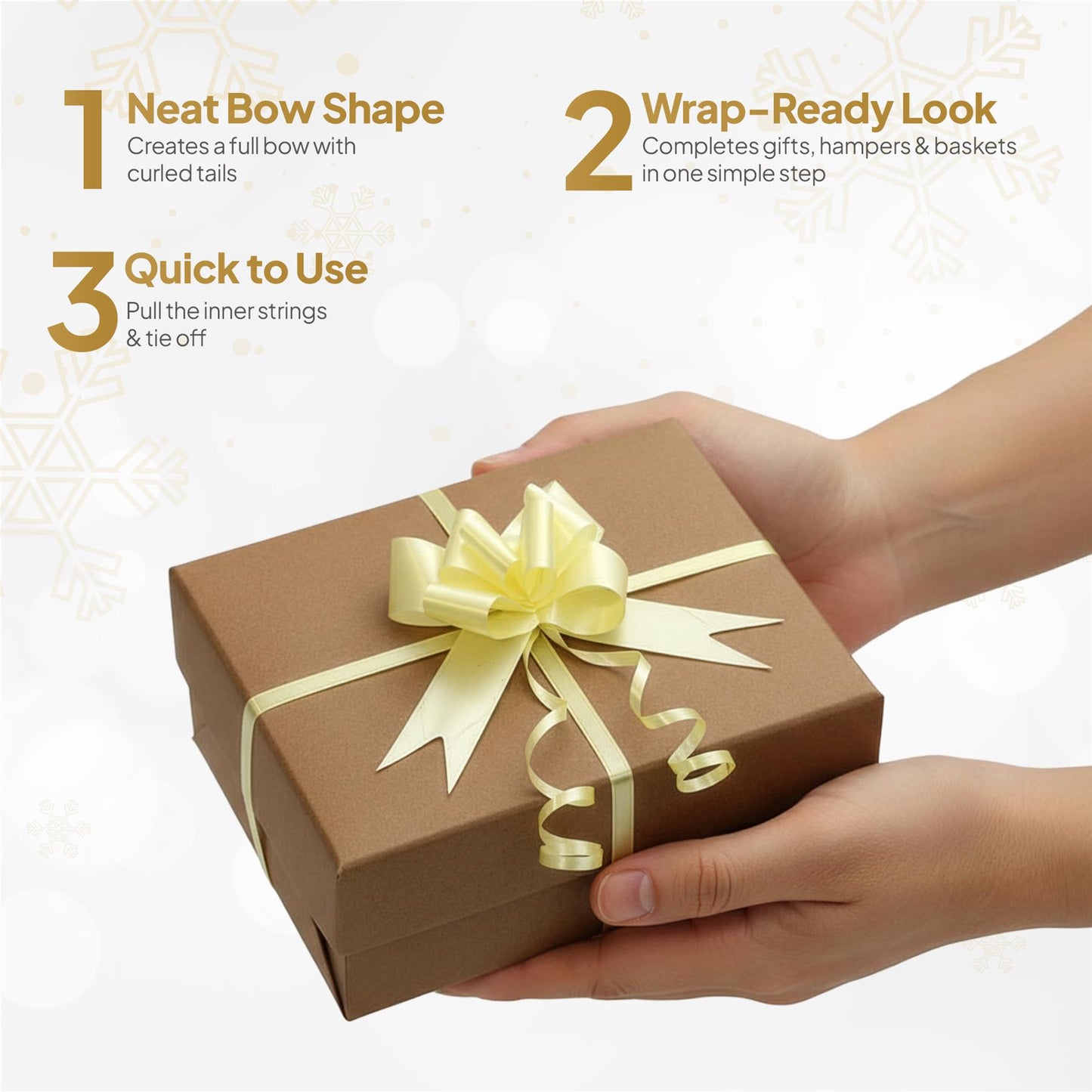 Shatchi 30pcs Light Yellow 50mm/5cm Pull Bows Gift Wrap & Hampers