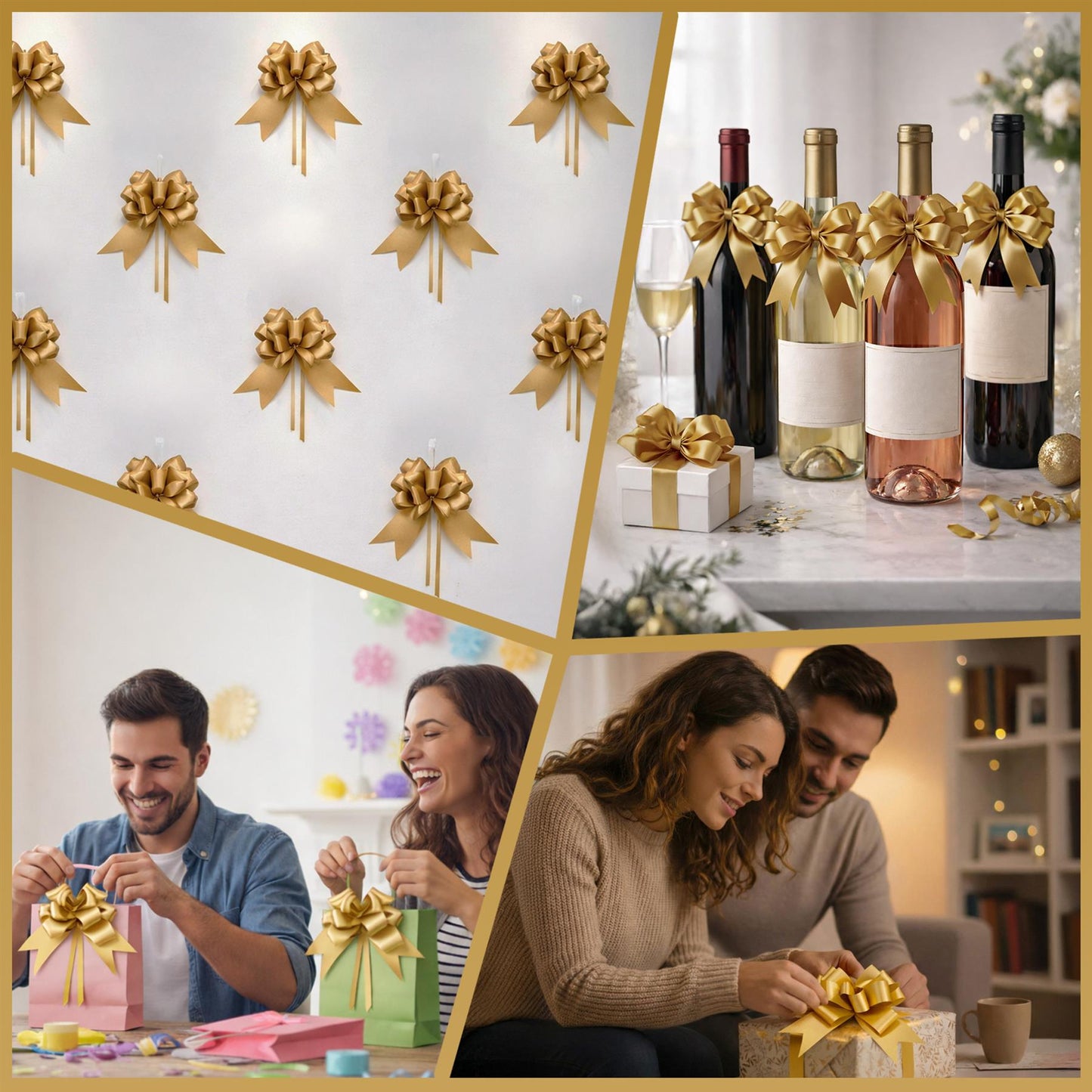 10 Gold Pullbows - 30mm