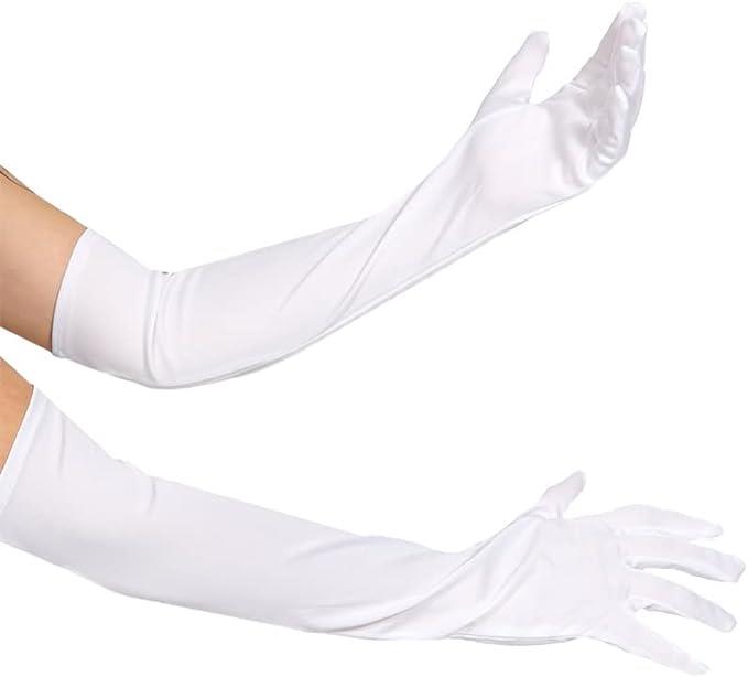 Ladies Satin Long White Opera Gloves