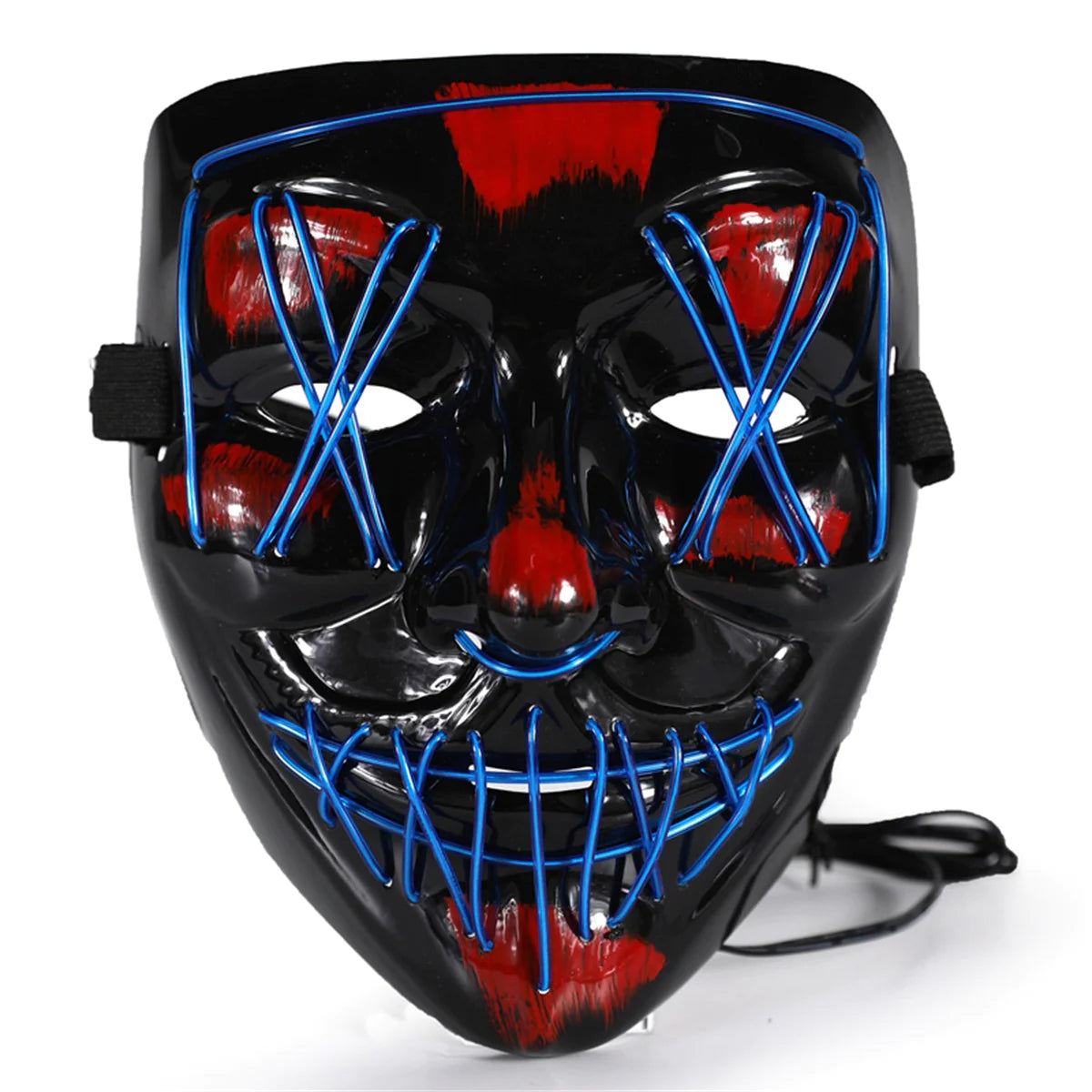 Blue Halloween Purge Mask with LEDs