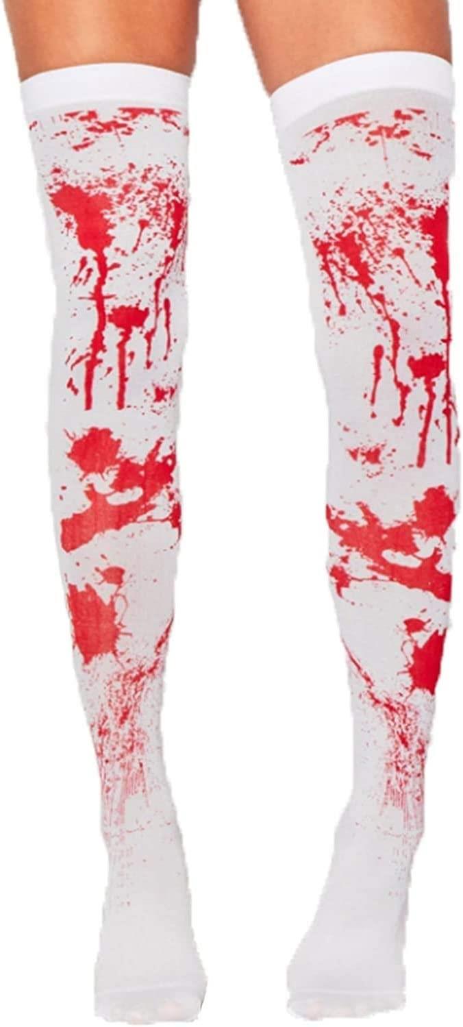 Scary Blood-Stained Halloween Stockings - Over Knee, 1 Pair