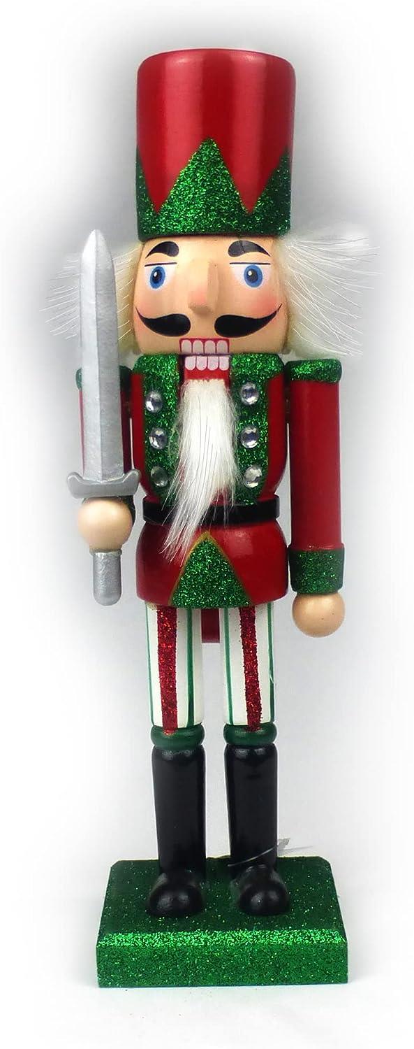 25cm Red & Green Wooden Nutcrackers - 4-Piece Set