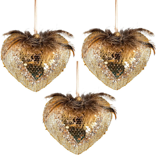 3pcs Gold Hearts (10cm)