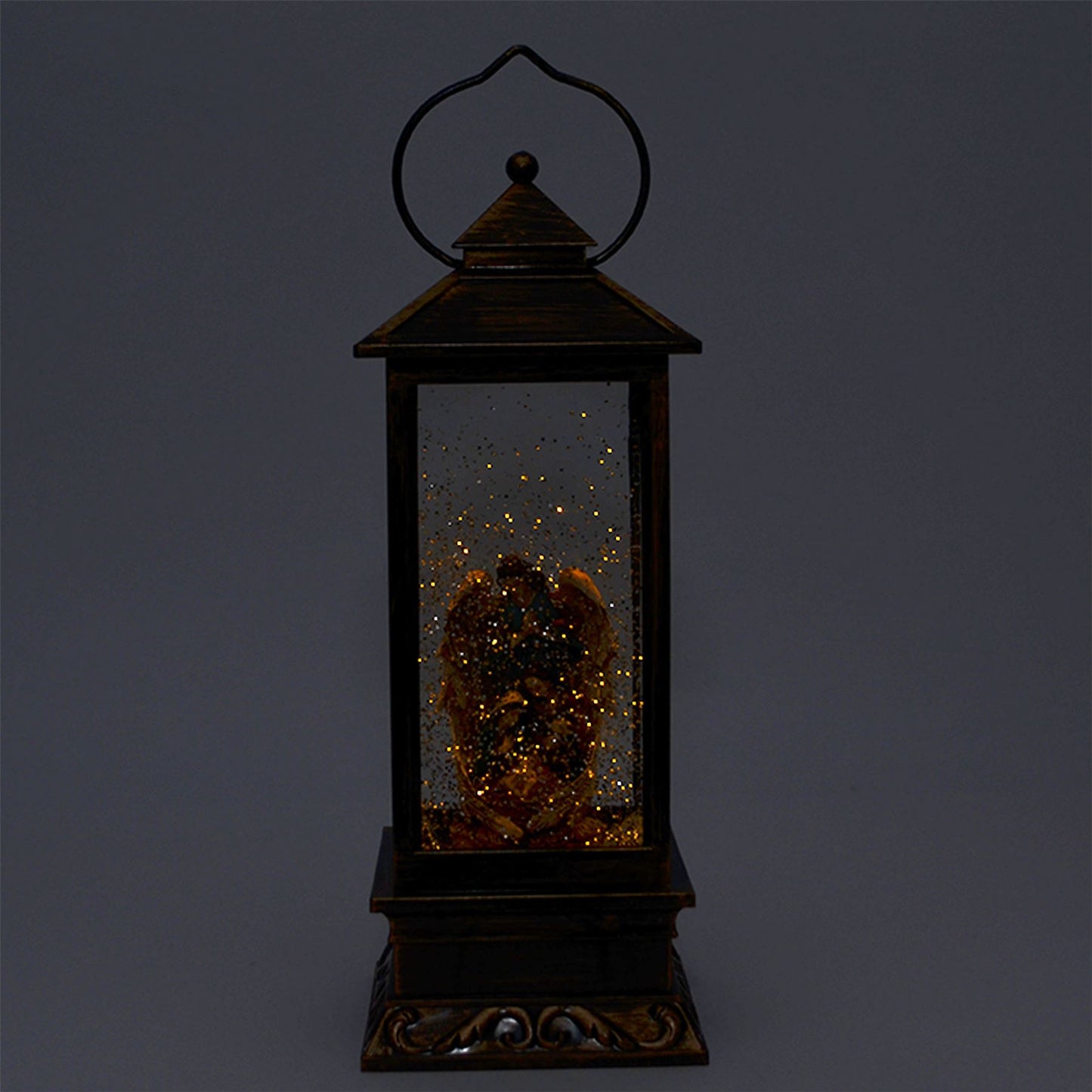 28cm Christmas Nativity LED Lantern with Glitter