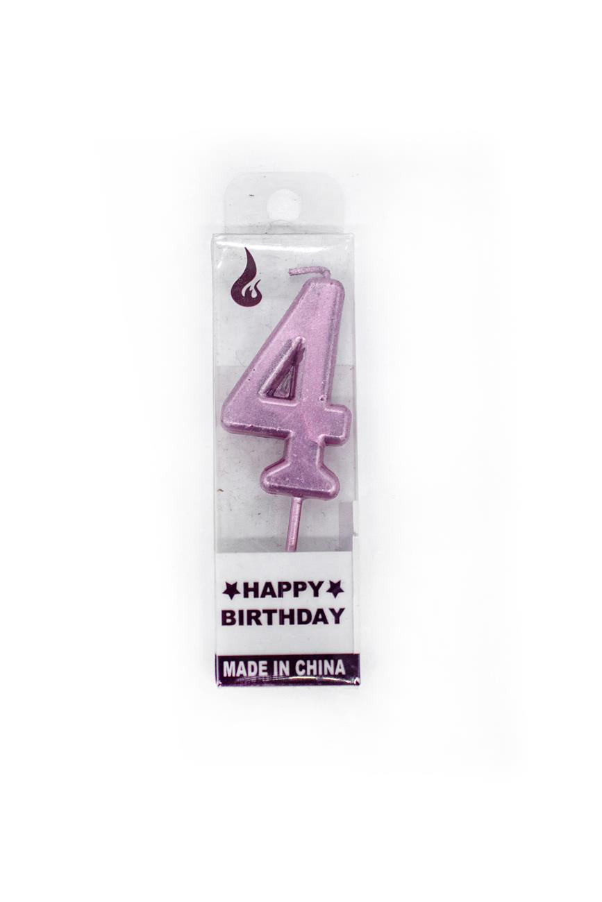 Pink Number 4 Candle