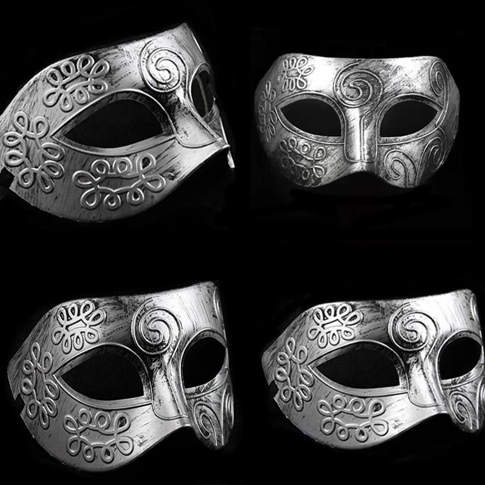 Mens Silver Masquerade Greek Roman Mask