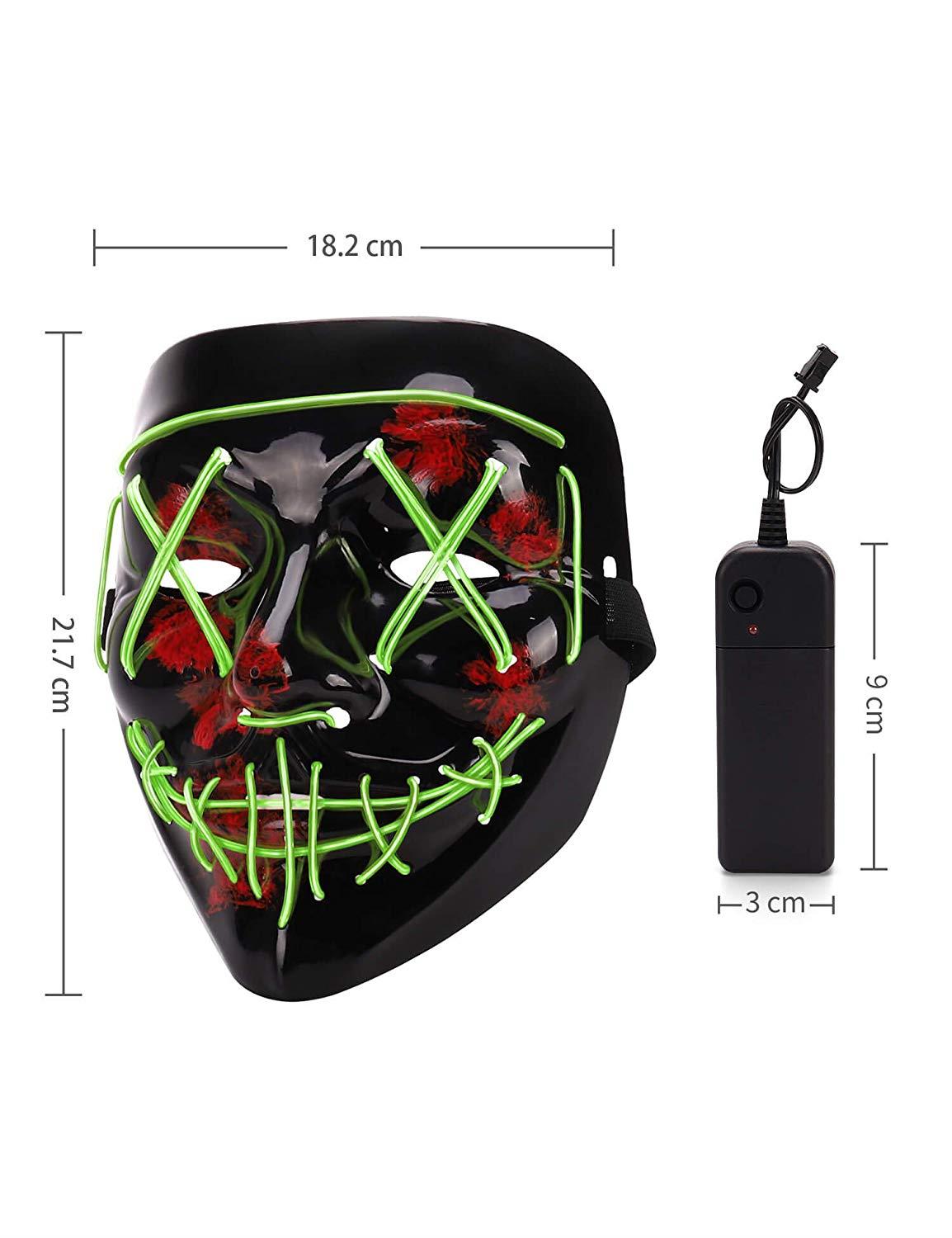 Halloween LED Neon Green Stitched Purge Mask