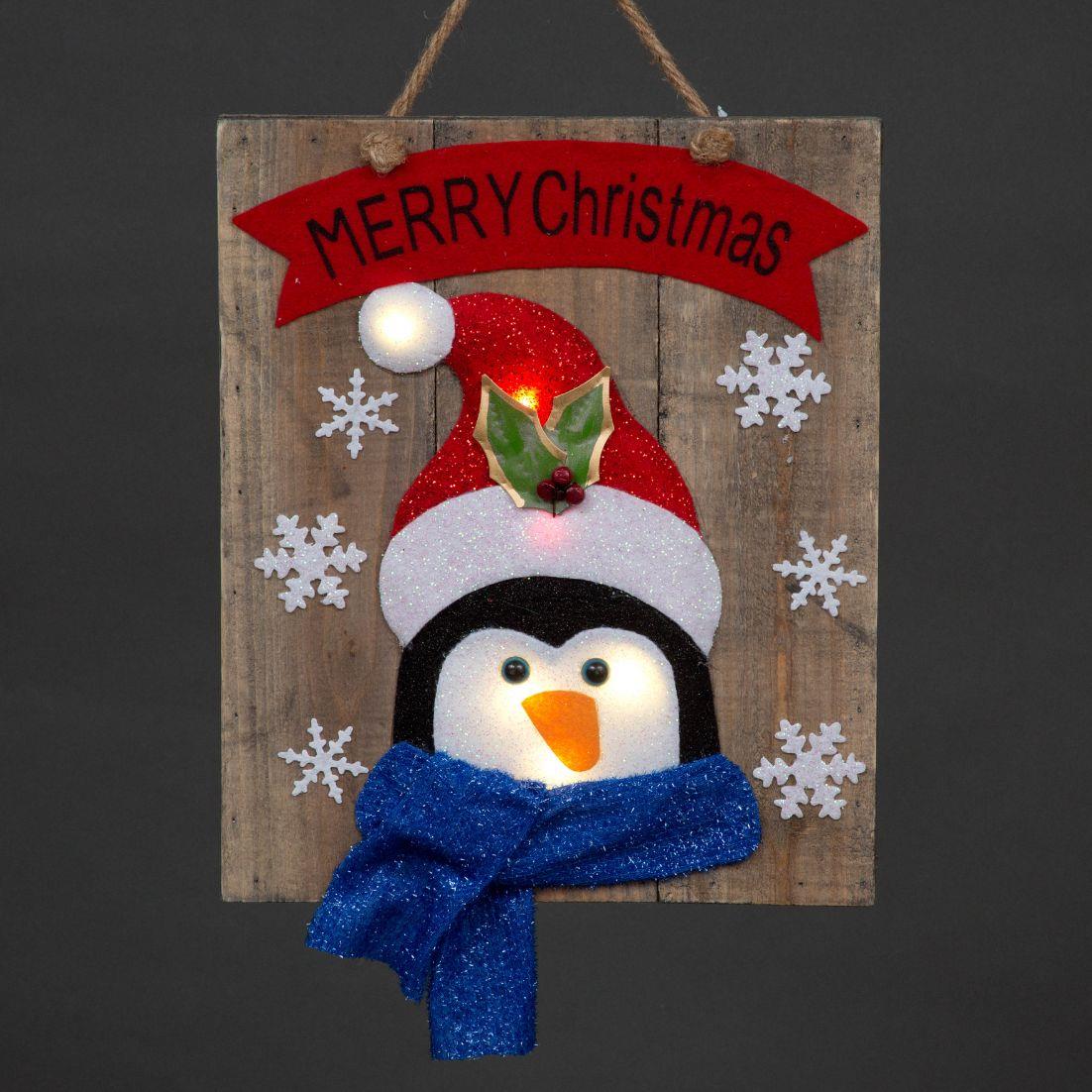 Wooden Hanging Frame Decor Penguin 30x3x36H