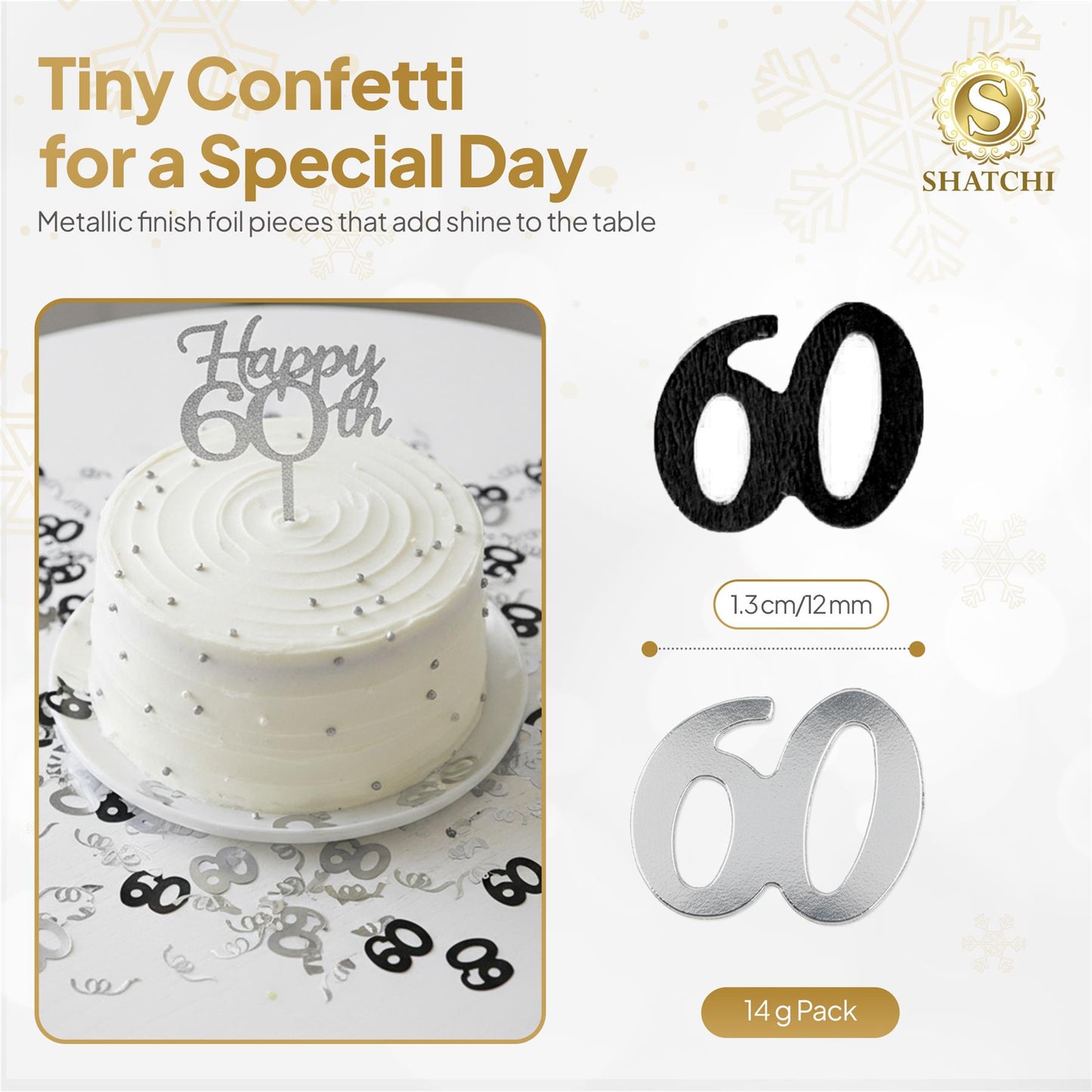14g 60th Black Birthday Confetti