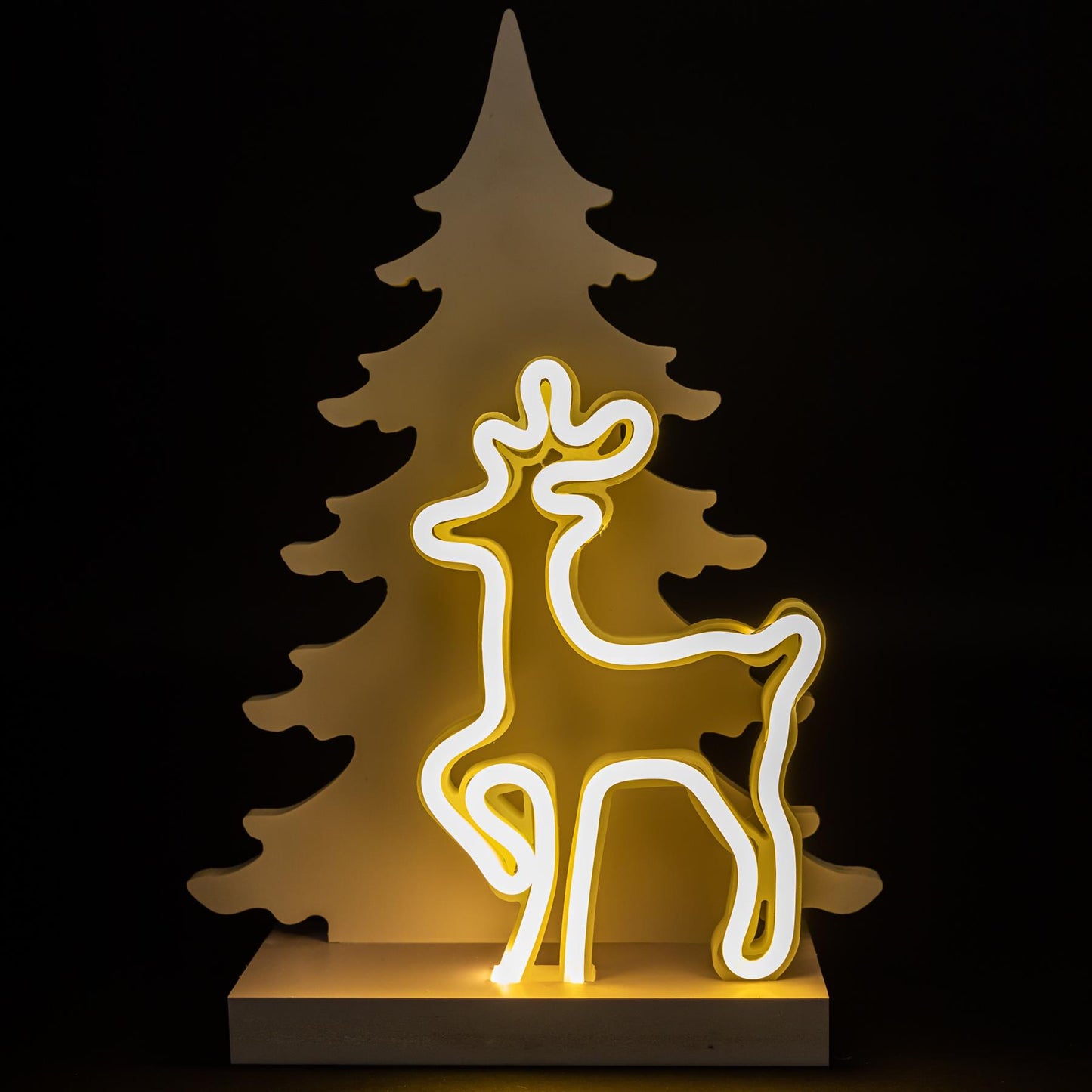 Wooden Neon Reindeer Silhouette - 40cm