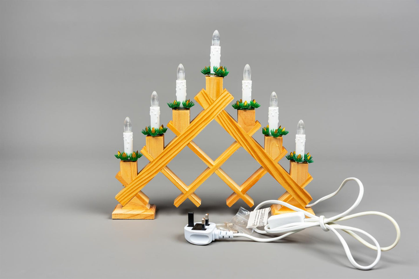 Wooden Candle Bridge Light - 7 Bulb