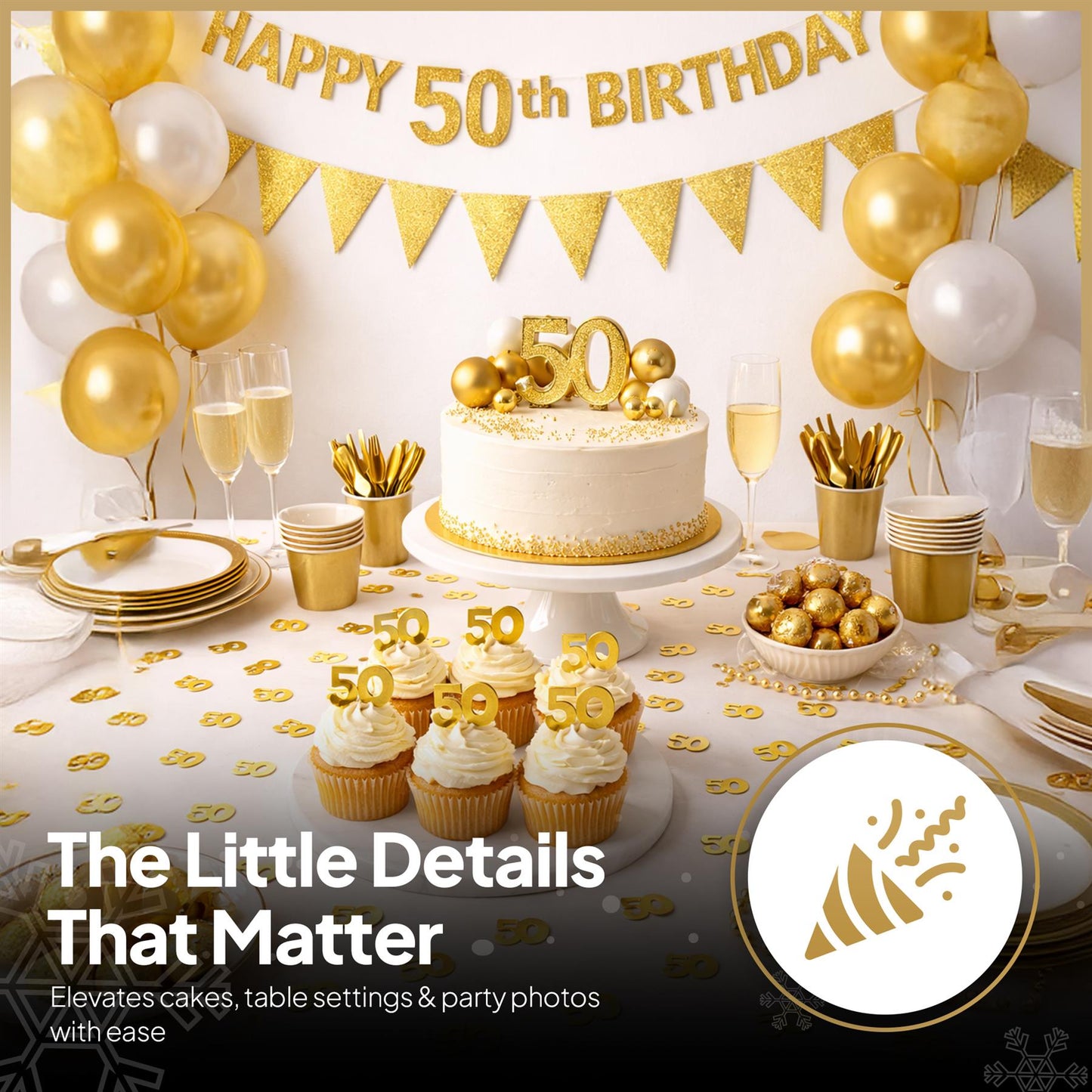 2 x 14g 50th Gold-Anni Birthday Confetti