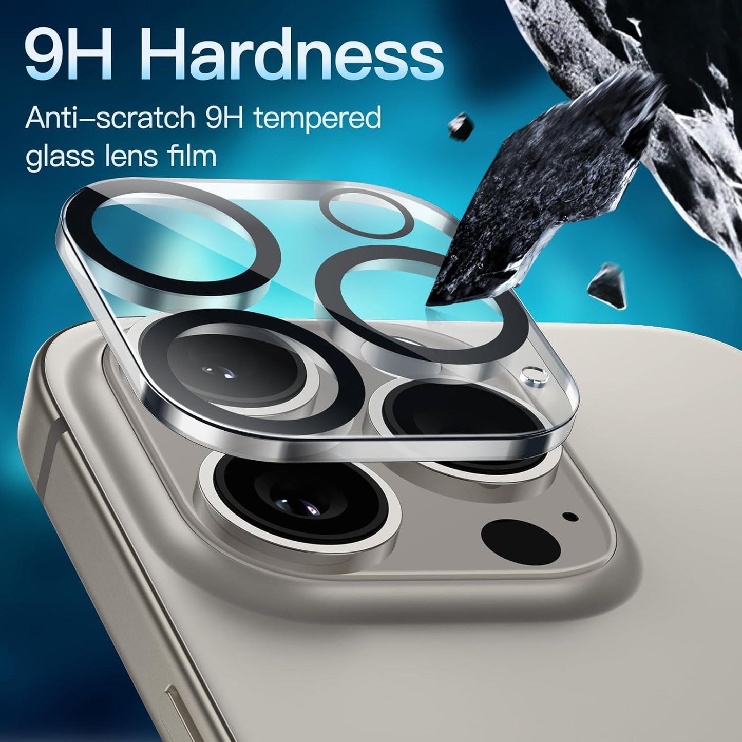 1 x Camera Lens Protector for iPhone 15 Pro 6.1-Inch and iPhone 15 Pro Max 6.7-Inch - 9H Tempered Glass