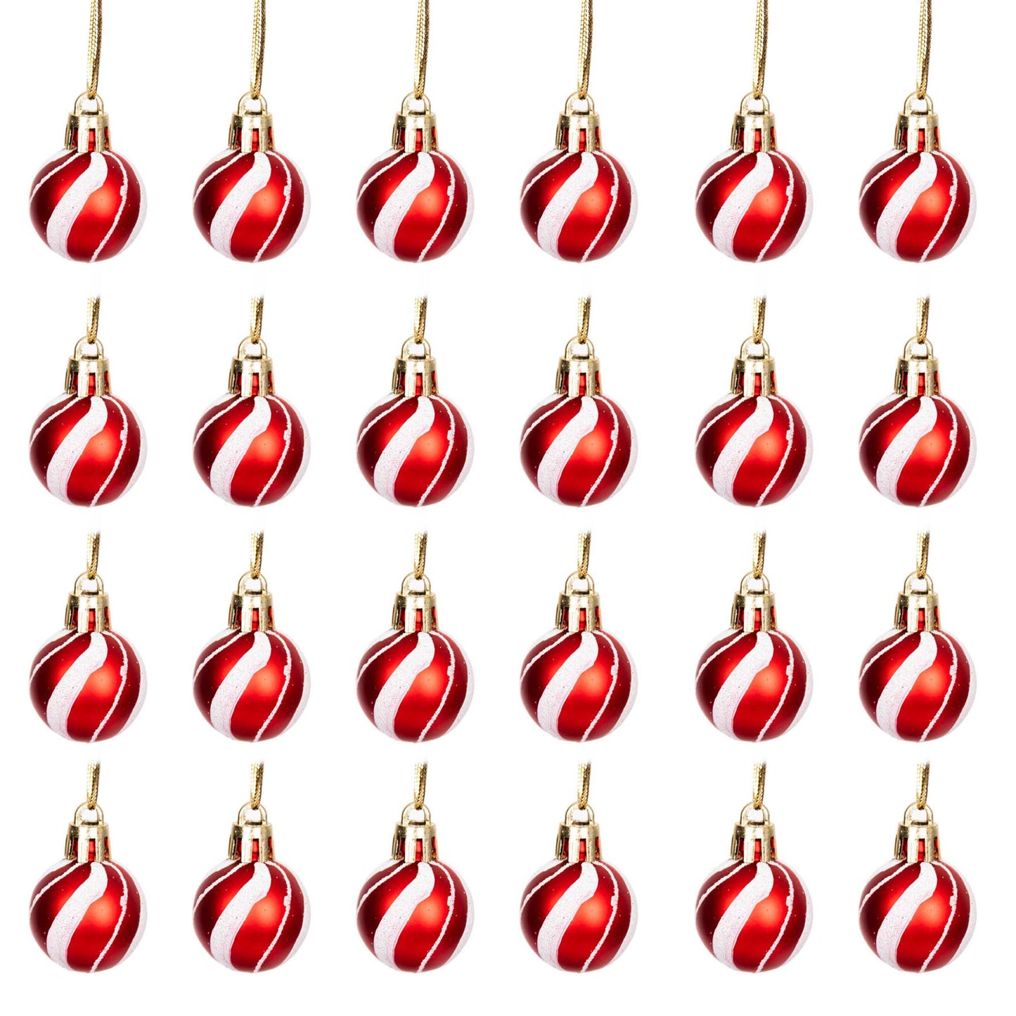 12 Candy Stripe Baubles - 3cm