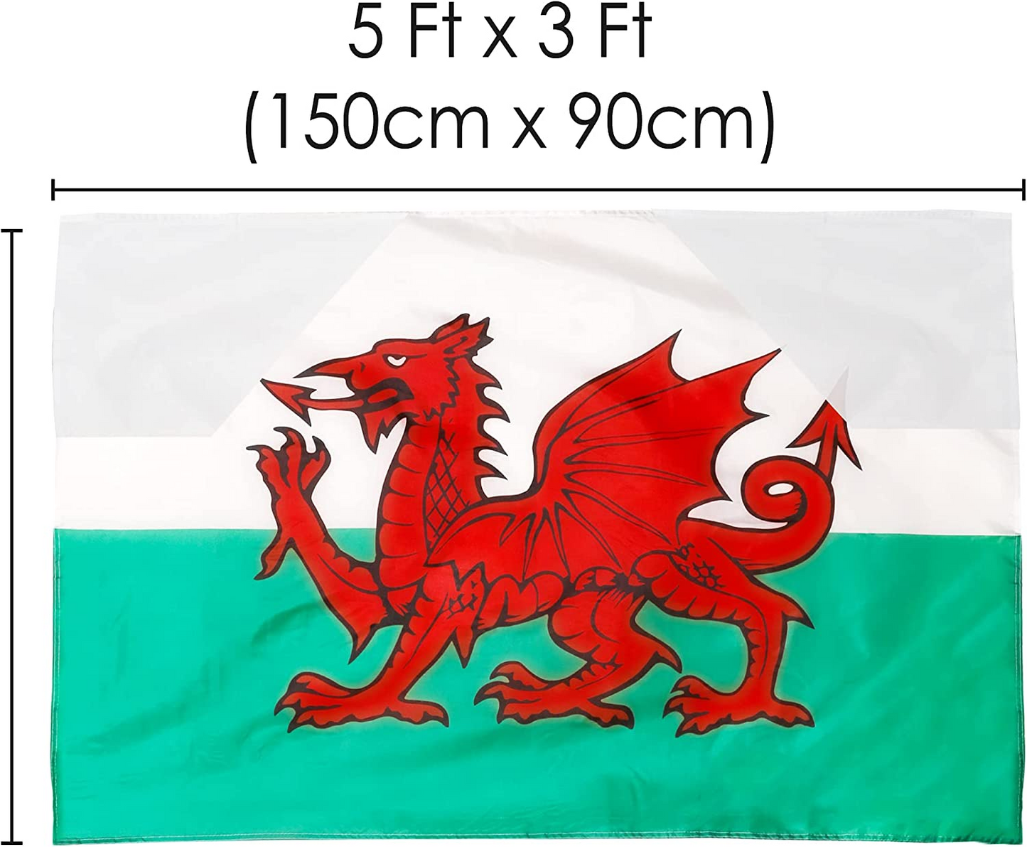 Wales Flag With Sleeve 5Ft X 3FT