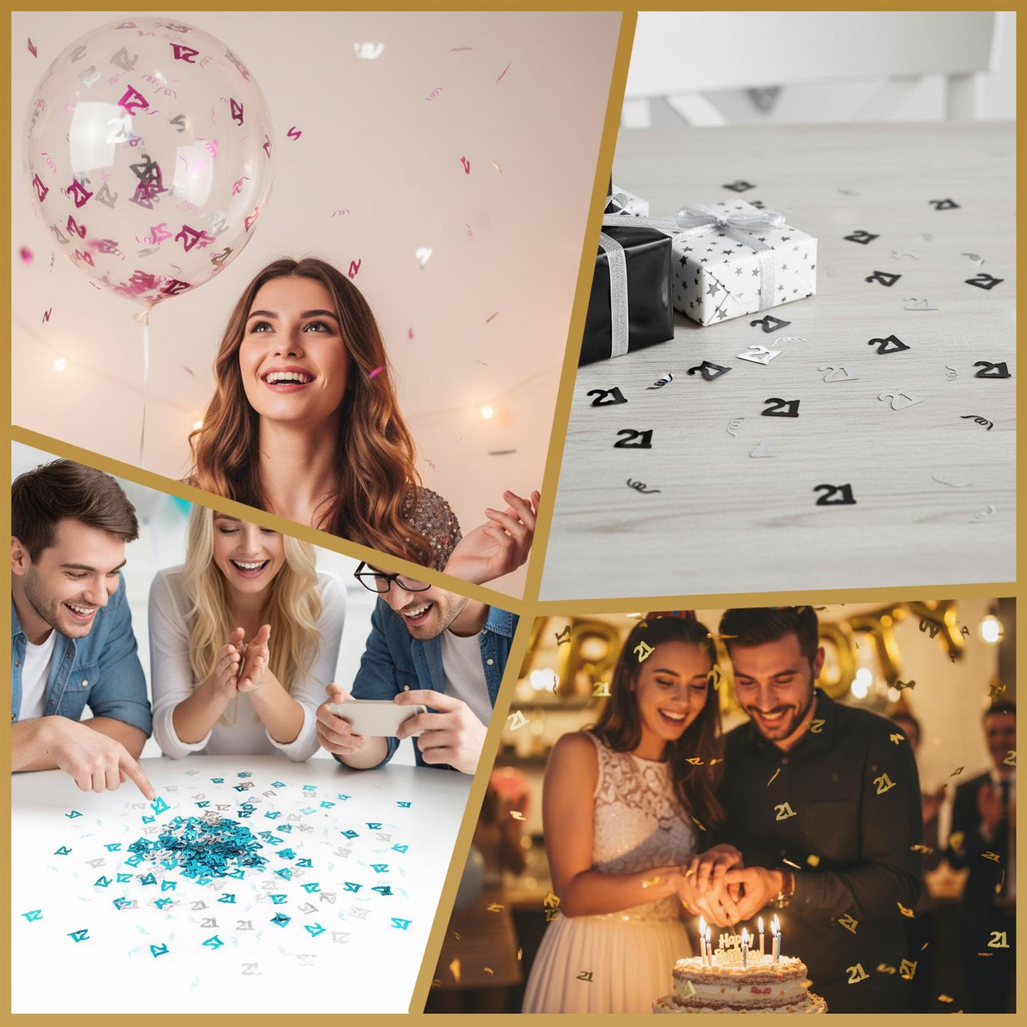 4 x 21st Blue & Silver Birthday Glitz Table Confetti