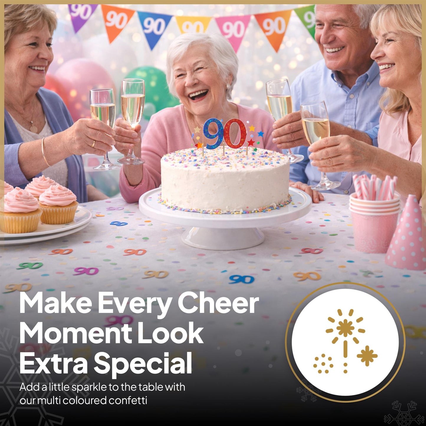 2 pk 90th Birthday Confetti