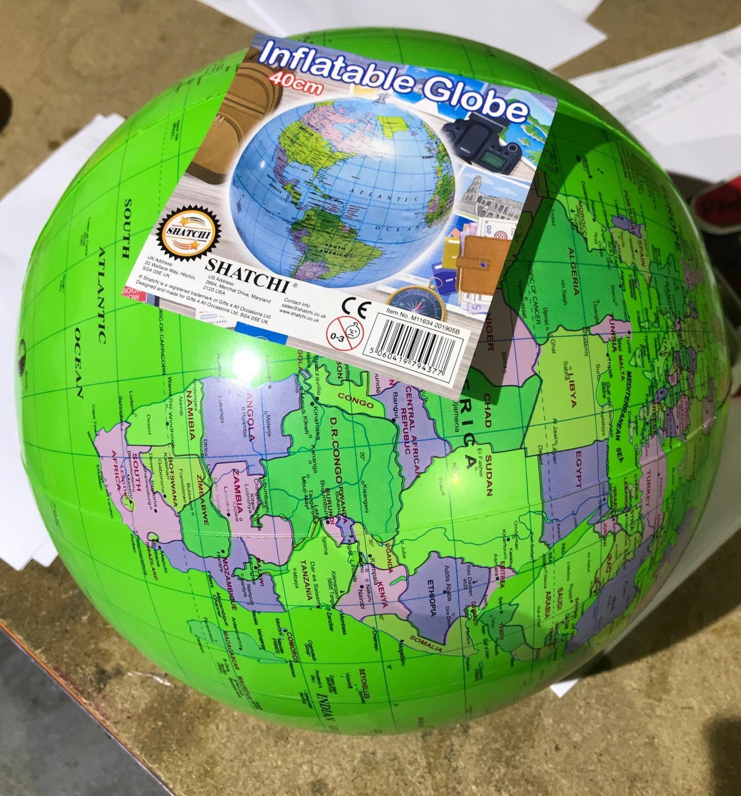 Green Inflatable Earth Globe - 40cm