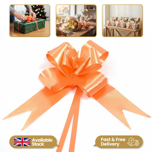 Shatchi 60pcs Orange 50mm/5cm Pull Bows Gift Wrap & Hampers