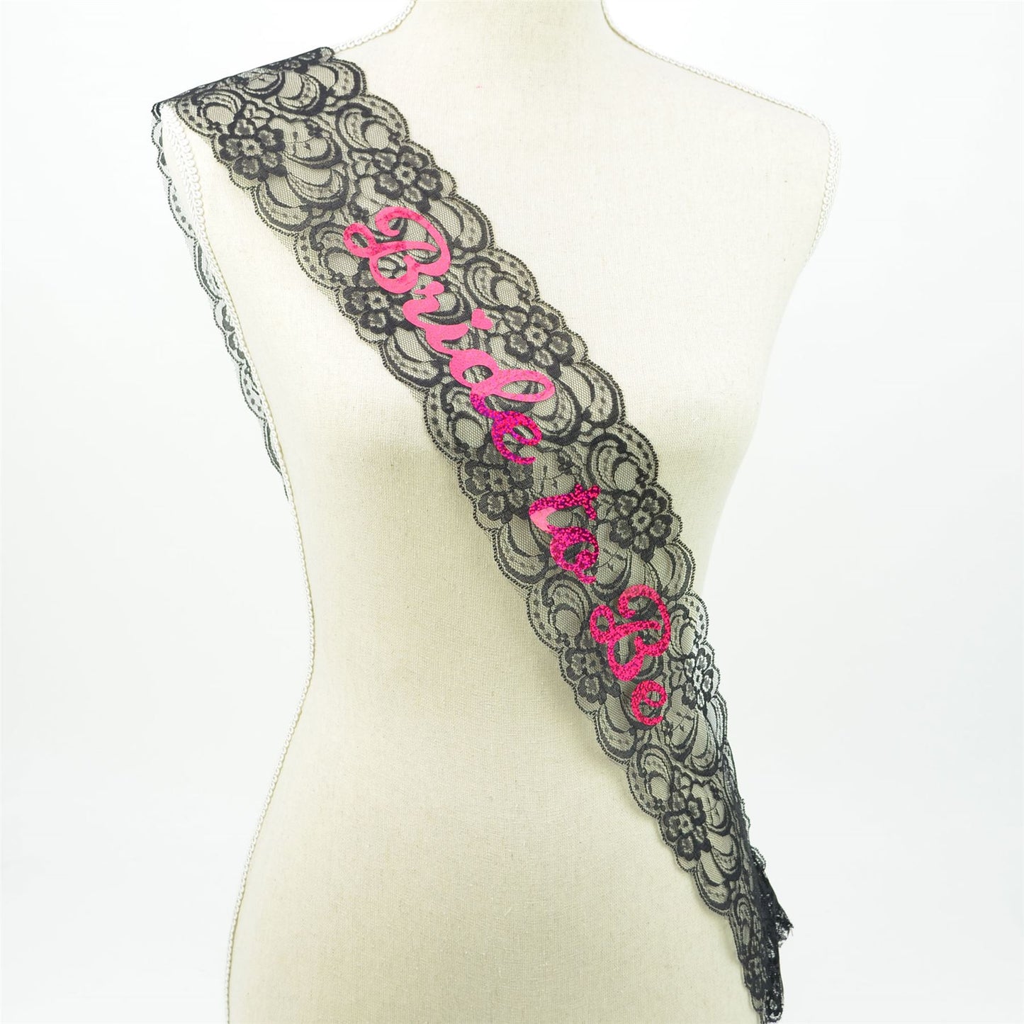 Shatchi BRIDE TO BE Black Lace Sash