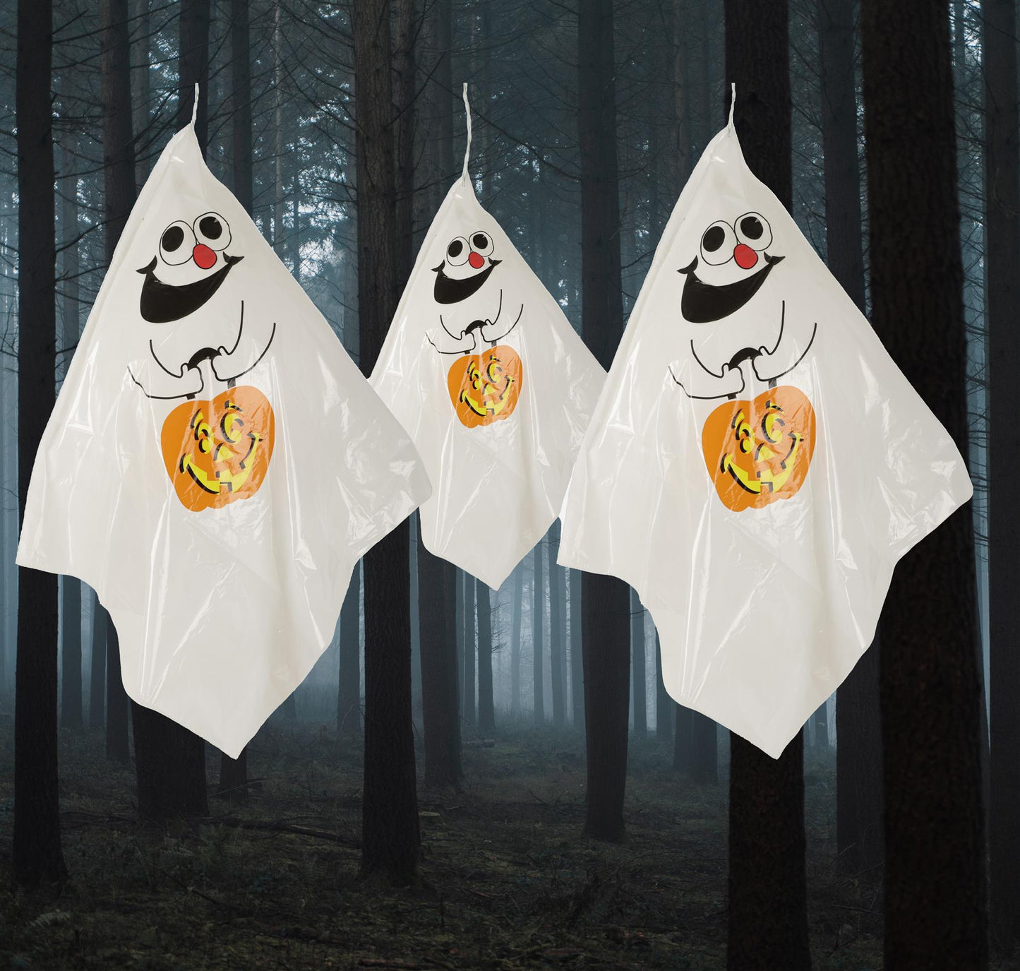 3Pcs Hanging White Ghost Halloween D�cor