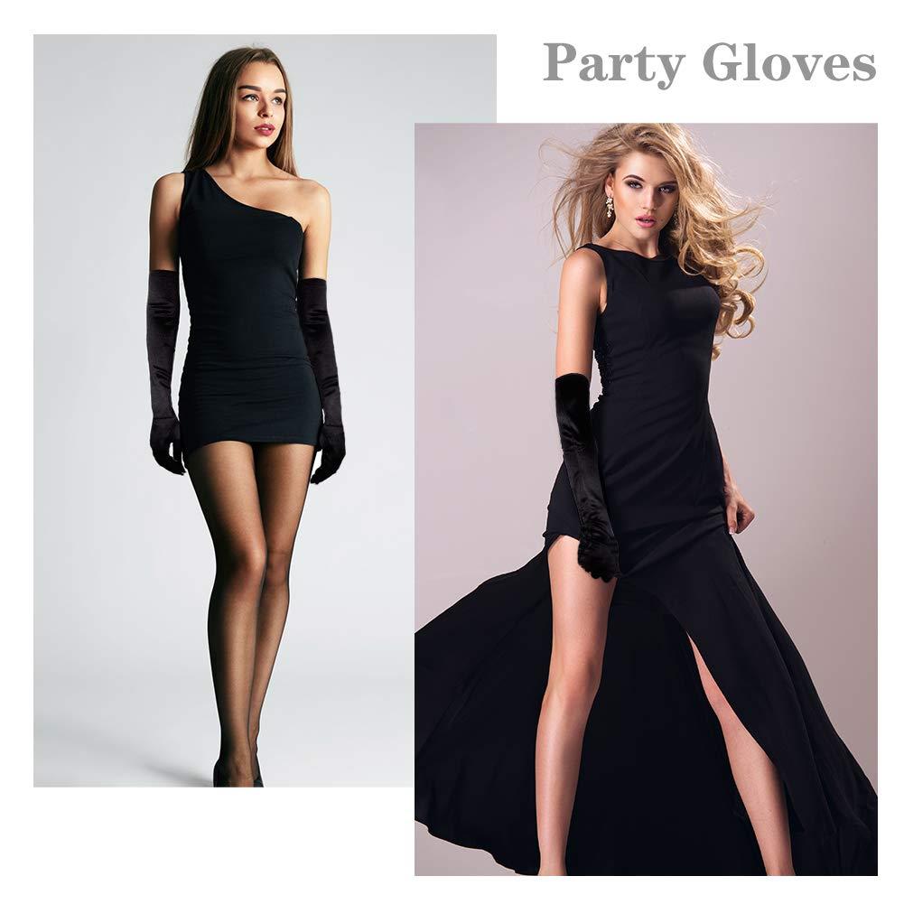 Women's Black Elbow Length Gloves (55cm)