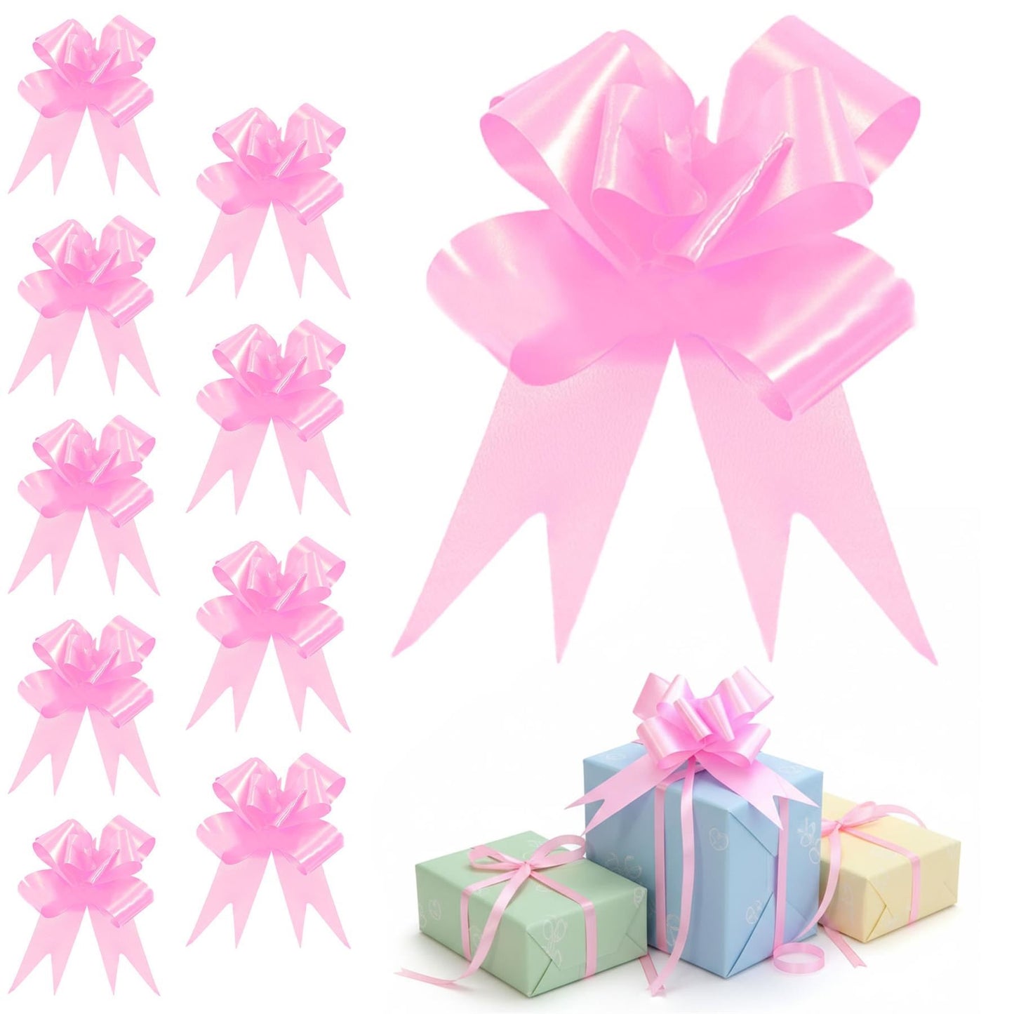 Shatchi 60pcs Light Pink 50mm/5cm Pull Bows Gift Wrap & Hampers