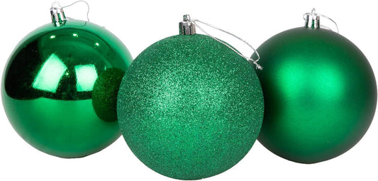 Set of 6 Dark Green 10cm Baubles (PVC)