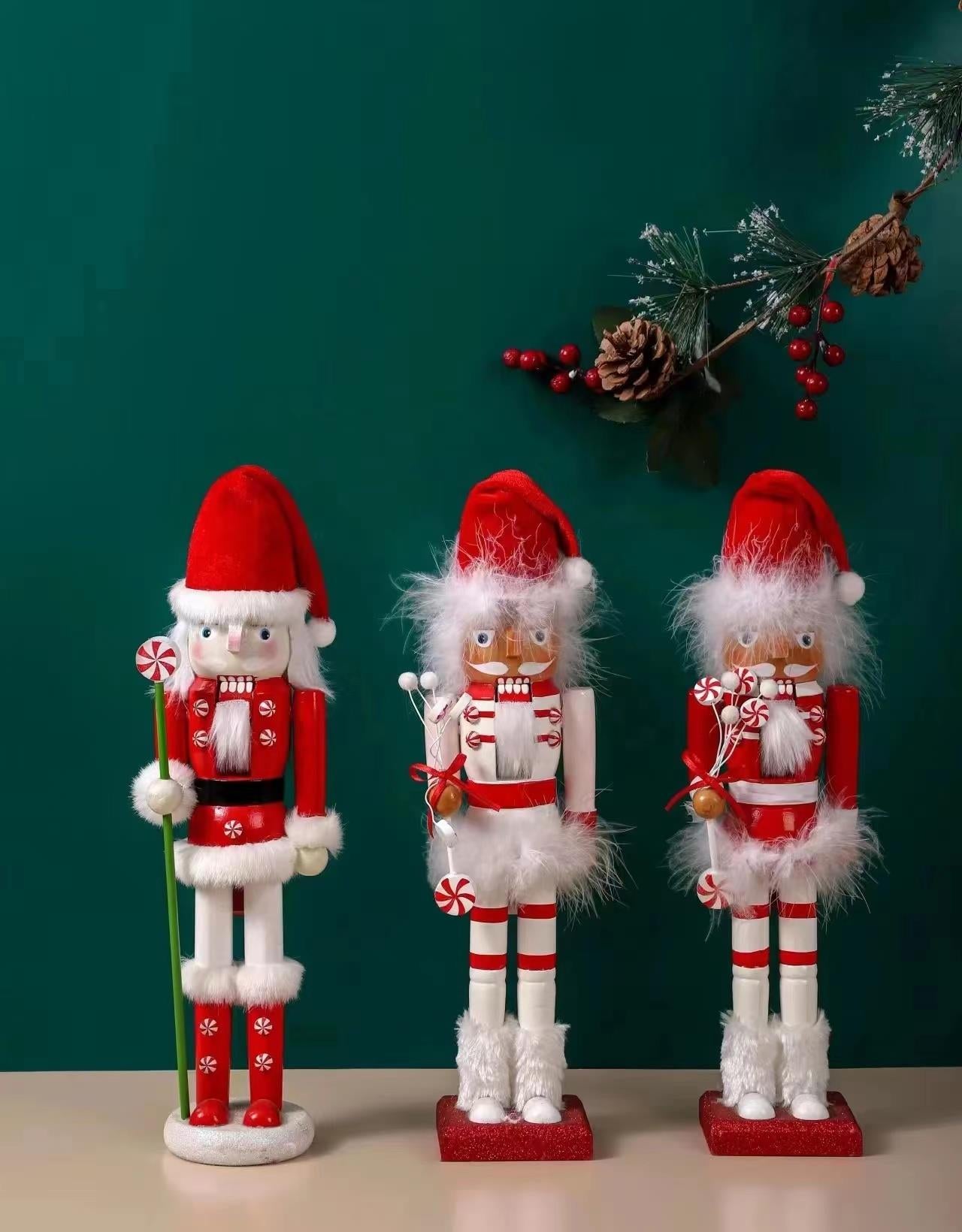 3 x Red & White Nutcrackers 38cm