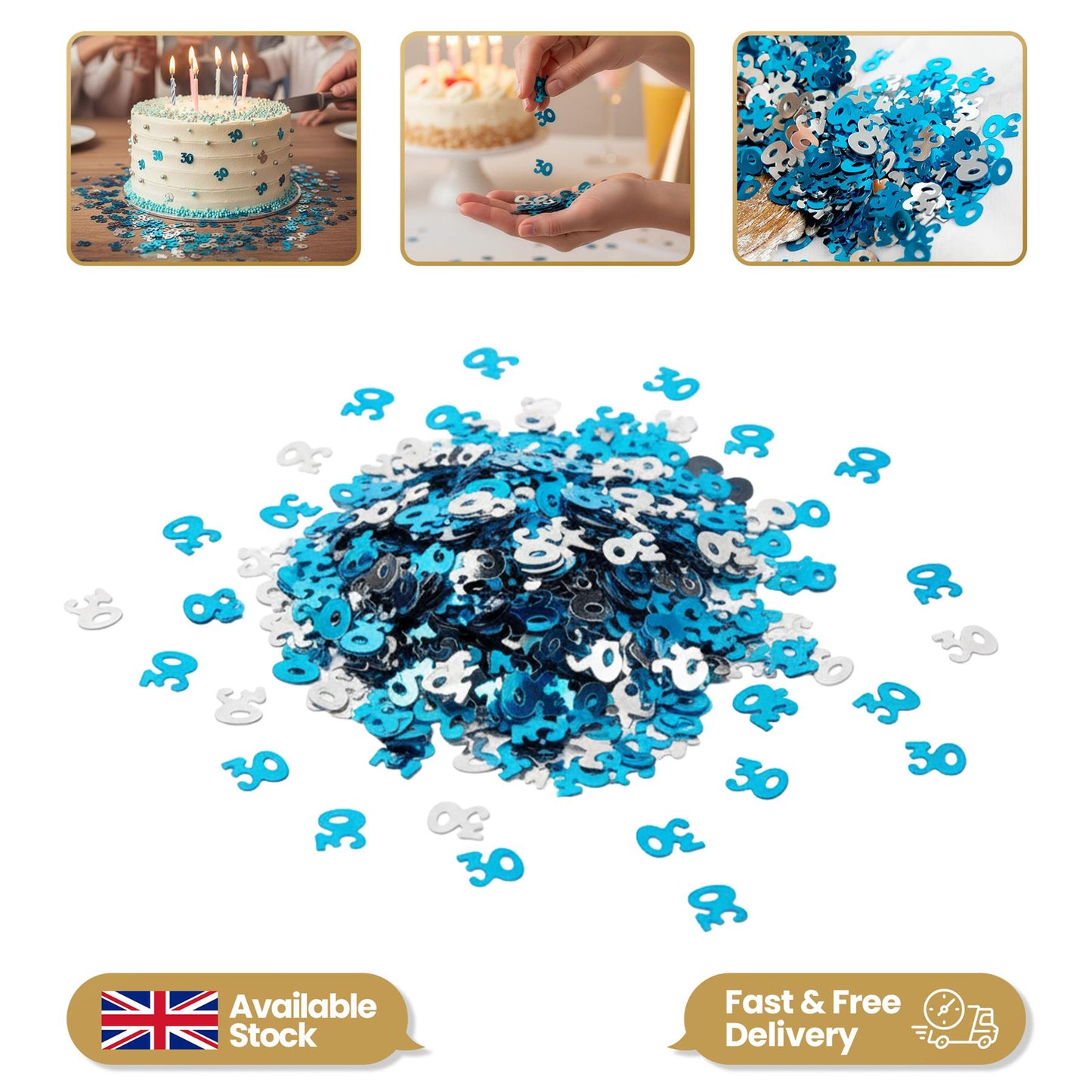 14g 30th Blue Happy Birthday Confetti