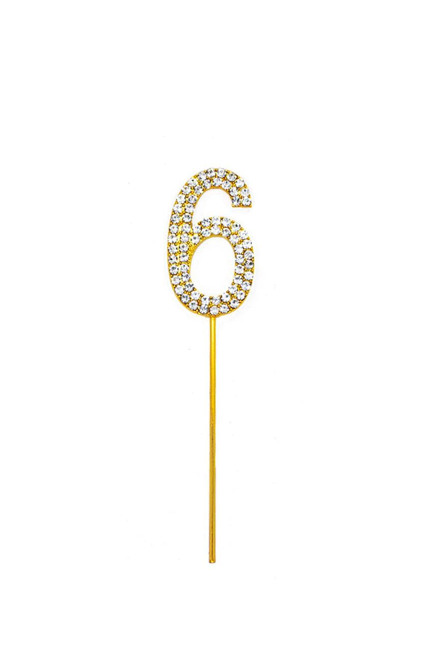 Gold Sparkle Diamond Number 6 Cake Topper